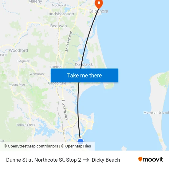Dunne St at Northcote St, Stop 2 to Dicky Beach map