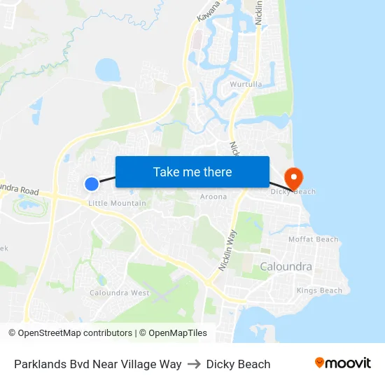Parklands Bvd Near Village Way to Dicky Beach map