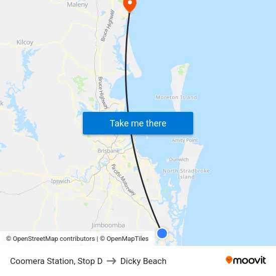 Coomera Station, Stop D to Dicky Beach map