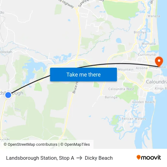Landsborough Station, Stop A to Dicky Beach map
