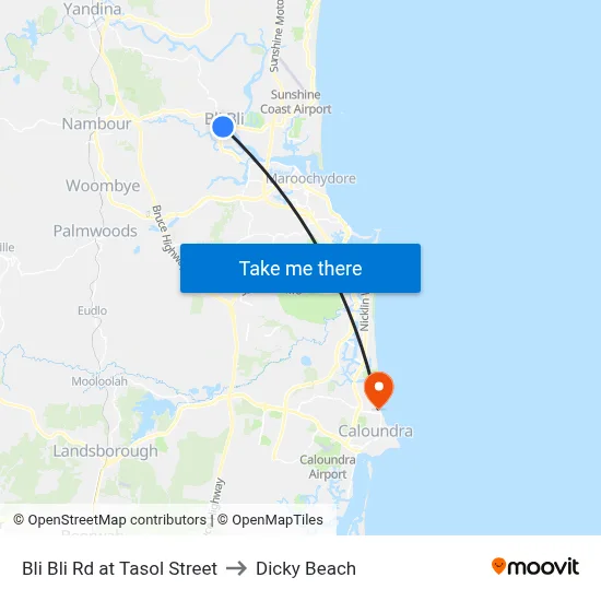 Bli Bli Rd at Tasol Street to Dicky Beach map