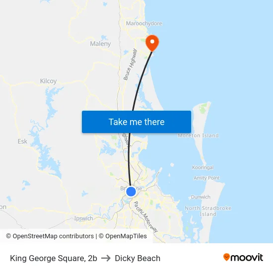 King George Square, 2b to Dicky Beach map