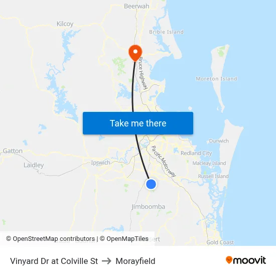 Vinyard Dr at Colville St to Morayfield map