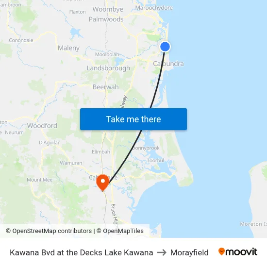 Kawana Bvd at the Decks Lake Kawana to Morayfield map