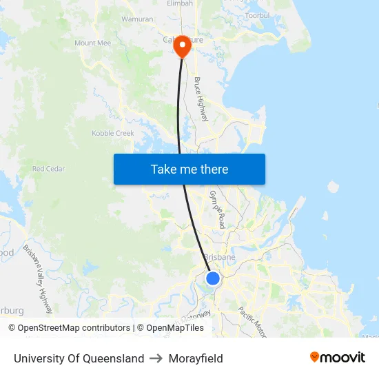 University Of Queensland to Morayfield map