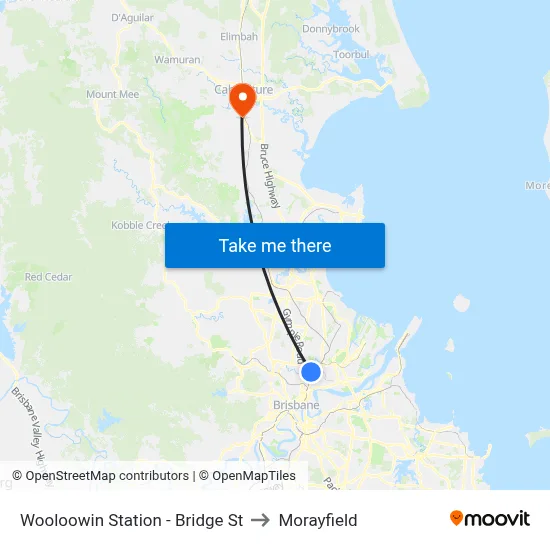 Wooloowin Station - Bridge St to Morayfield map