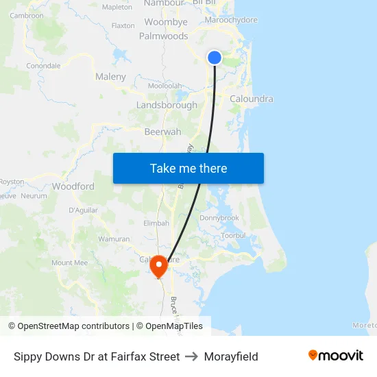Sippy Downs Dr at Fairfax Street to Morayfield map