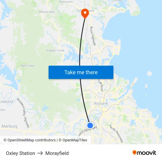 Oxley Station to Morayfield map