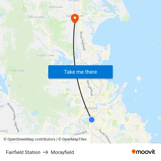 Fairfield Station to Morayfield map
