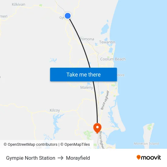 Gympie North Station to Morayfield map