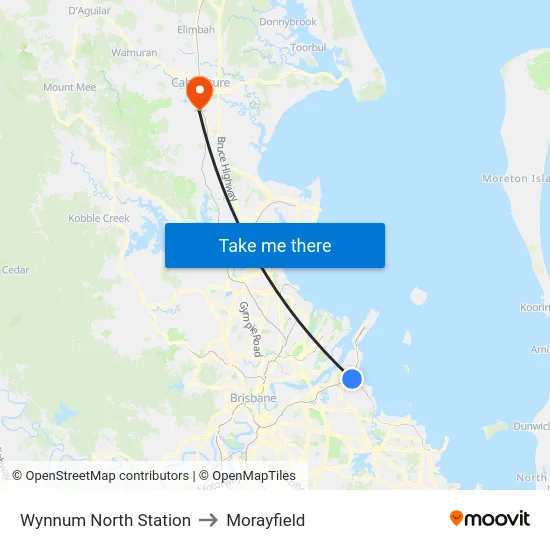 Wynnum North Station to Morayfield map