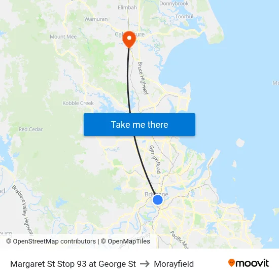 Margaret St Stop 93 at George St to Morayfield map