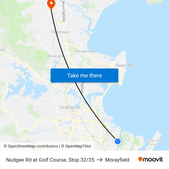 Nudgee Rd at Golf Course, Stop 32/35 to Morayfield map