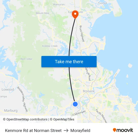 Kenmore Rd at Norman Street to Morayfield map