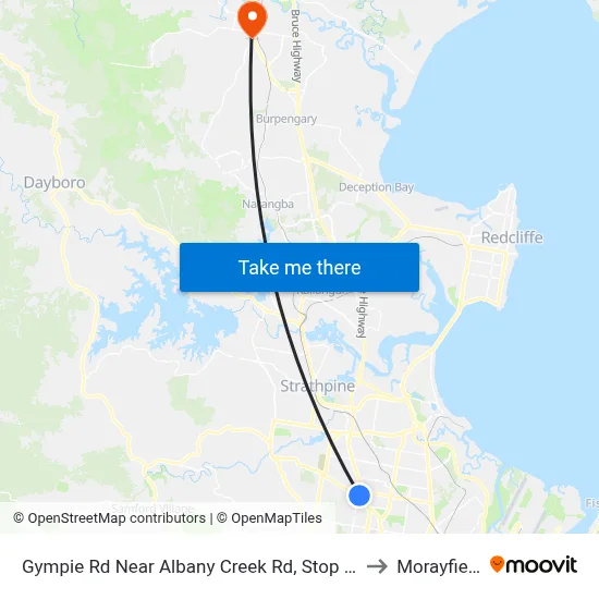 Gympie Rd Near Albany Creek Rd, Stop 42 to Morayfield map