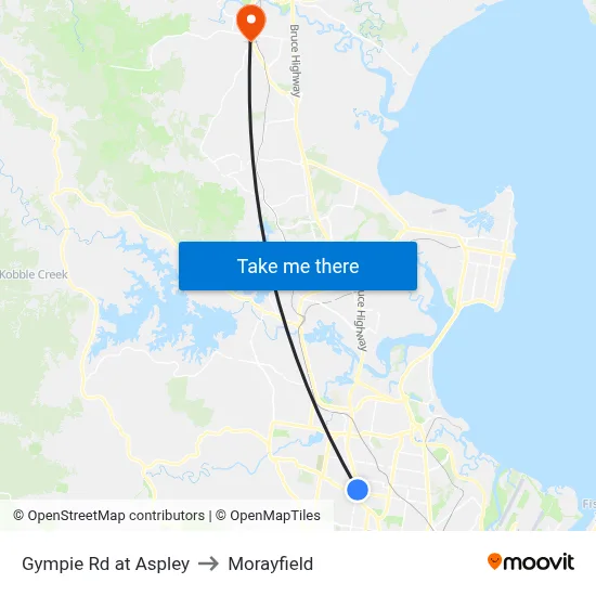 Gympie Rd at Aspley to Morayfield map