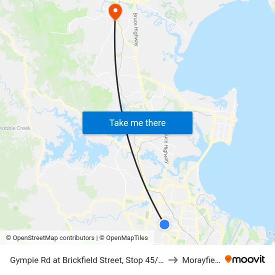 Gympie Rd at Brickfield Street, Stop 45/44 to Morayfield map