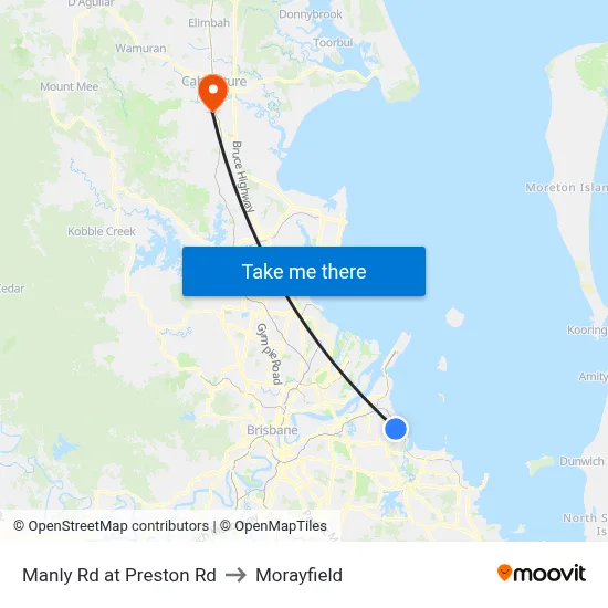Manly Rd at Preston Rd to Morayfield map