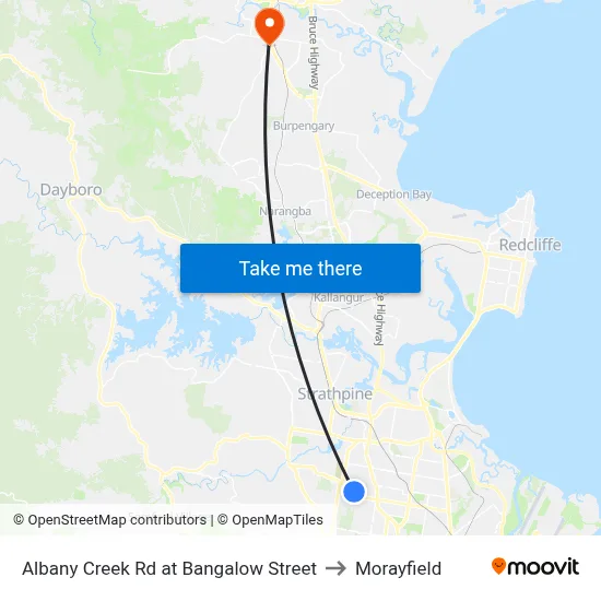 Albany Creek Rd at Bangalow Street to Morayfield map