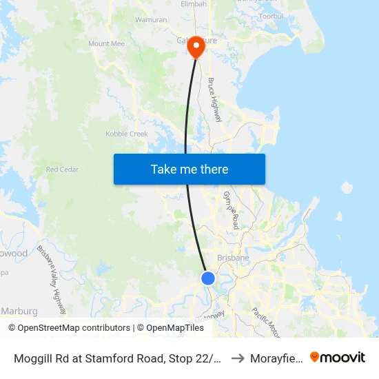 Moggill Rd at Stamford Road, Stop 22/23 to Morayfield map
