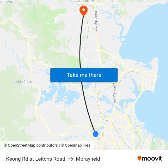 Keong Rd at Leitchs Road to Morayfield map
