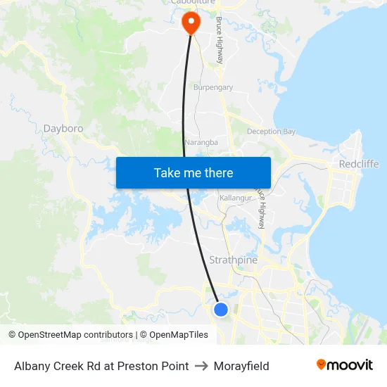 Albany Creek Rd at Preston Point to Morayfield map