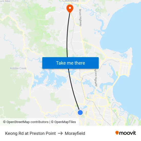 Keong Rd at Preston Point to Morayfield map
