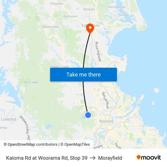Kaloma Rd at Woorama Rd, Stop 39 to Morayfield map
