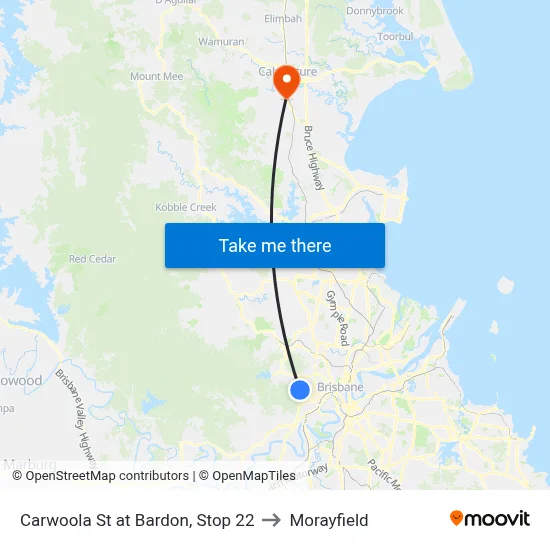 Carwoola St at Bardon, Stop 22 to Morayfield map