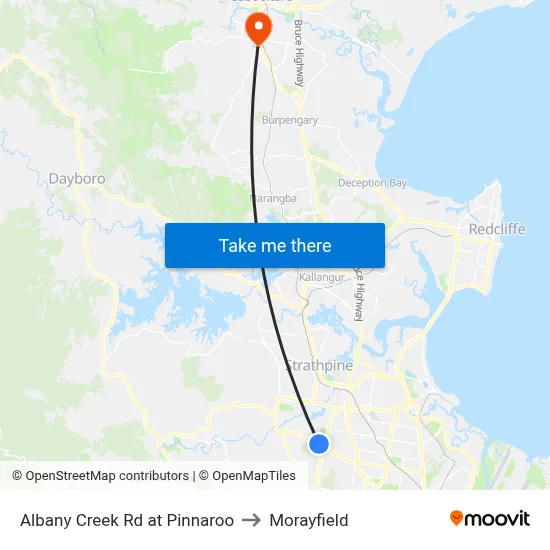 Albany Creek Rd at Pinnaroo to Morayfield map