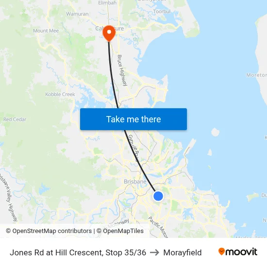 Jones Rd at Hill Crescent, Stop 35/36 to Morayfield map
