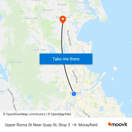 Upper Roma St Near Quay St, Stop 3 to Morayfield map