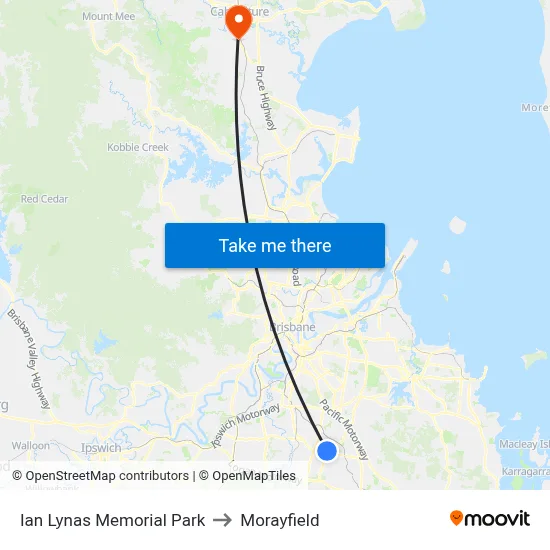Ian Lynas Memorial Park to Morayfield map