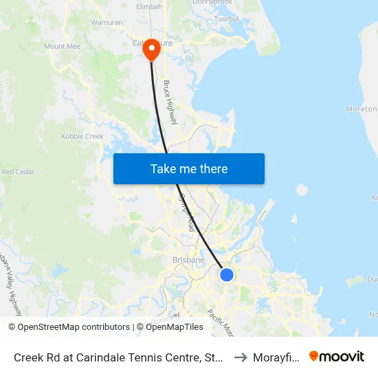 Creek Rd at Carindale Tennis Centre, Stop 46 to Morayfield map