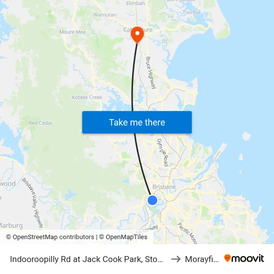 Indooroopilly Rd at Jack Cook Park, Stop 18/19 to Morayfield map