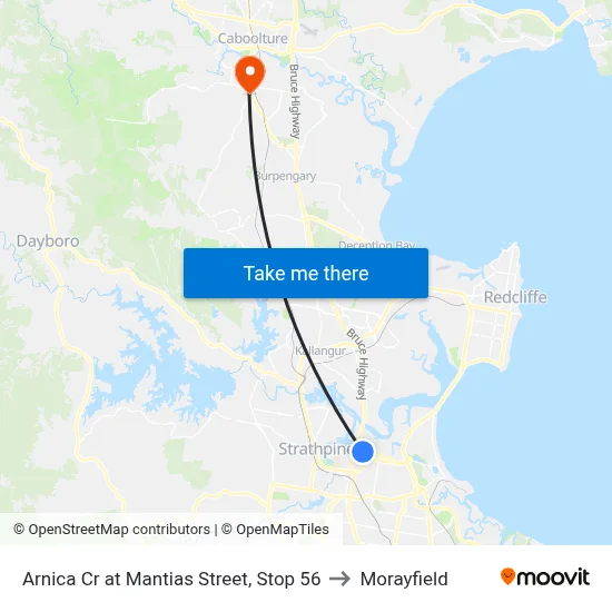 Arnica Cr at Mantias Street, Stop 56 to Morayfield map