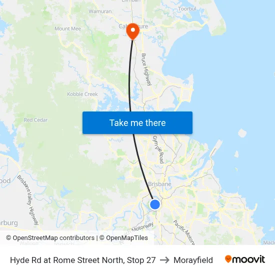Hyde Rd at Rome Street North, Stop 27 to Morayfield map
