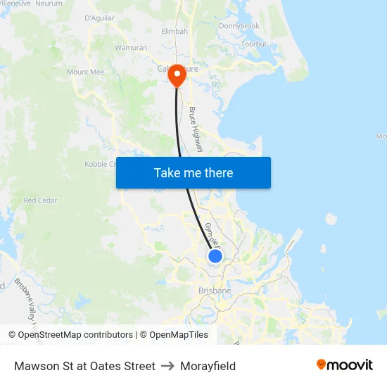 Mawson St at Oates Street to Morayfield map