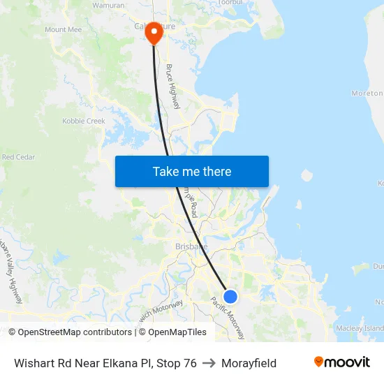 Wishart Rd Near Elkana Pl, Stop 76 to Morayfield map