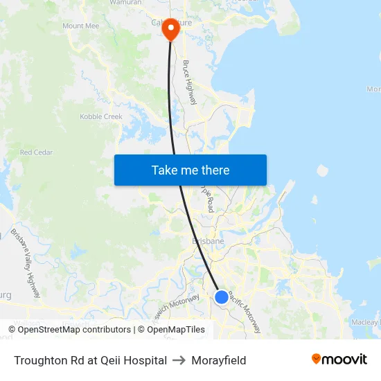Troughton Rd at Qeii Hospital to Morayfield map