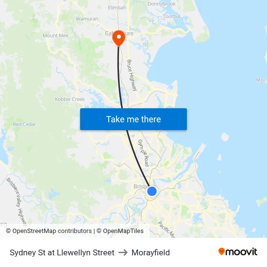 Sydney St at Llewellyn Street to Morayfield map