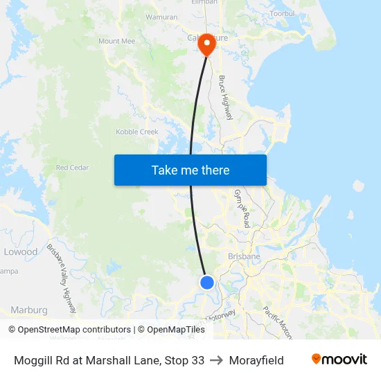 Moggill Rd at Marshall Lane, Stop 33 to Morayfield map
