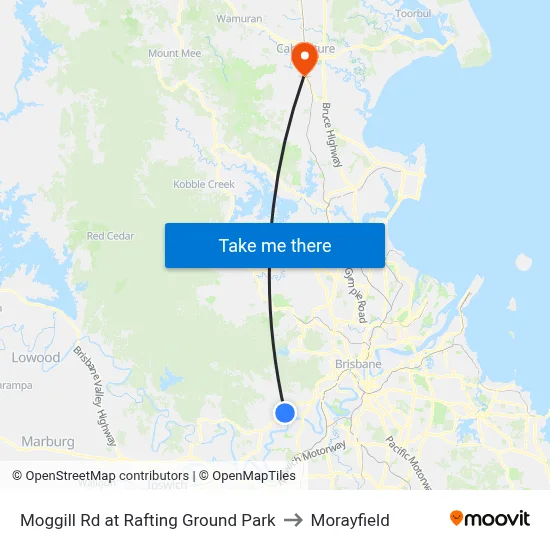 Moggill Rd at Rafting Ground Park to Morayfield map