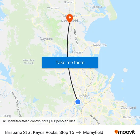 Brisbane St at Kayes Rocks, Stop 15 to Morayfield map