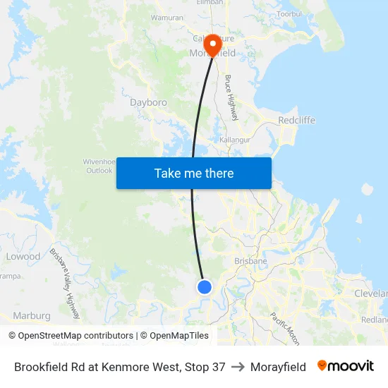 Brookfield Rd at Kenmore West, Stop 37 to Morayfield map