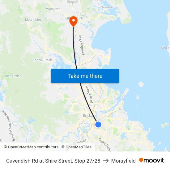 Cavendish Rd at Shire Street, Stop 27/28 to Morayfield map