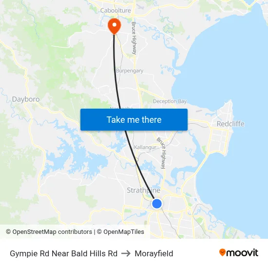 Gympie Rd Near Bald Hills Rd to Morayfield map
