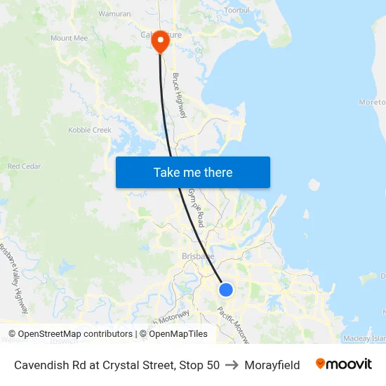Cavendish Rd at Crystal Street, Stop 50 to Morayfield map