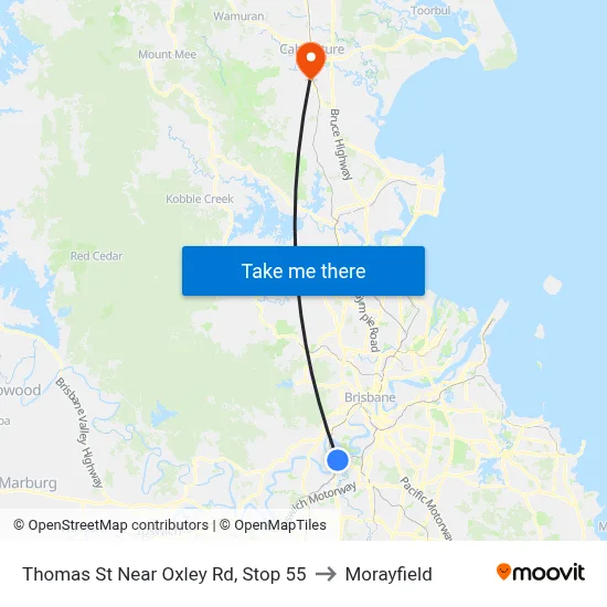 Thomas St Near Oxley Rd, Stop 55 to Morayfield map