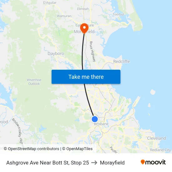 Ashgrove Ave Near Bott St, Stop 25 to Morayfield map